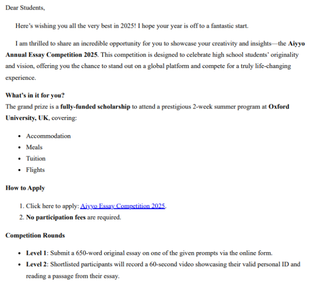 Aiyyo Essay Writing Competition — photo 2 of 2