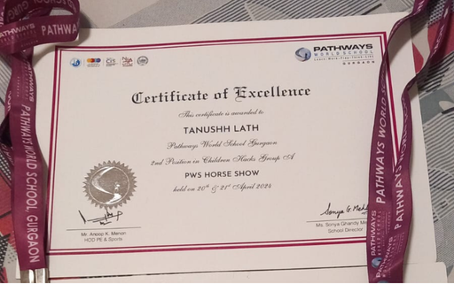 Certificate from the inter-school horse-riding competition