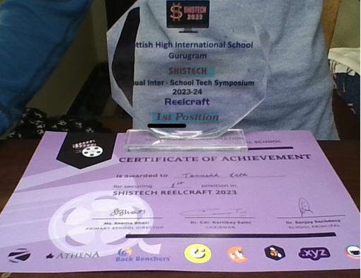 Shistech trophy and certificate of achievement